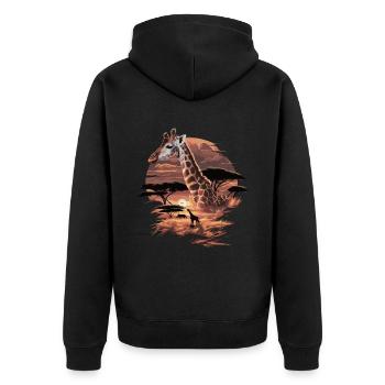 Giraffe in the evening sun – African savannah - Unisex Premium Organic Zip Hoodie - black - Back - Nico (187cm)