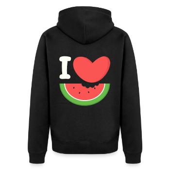Melon pastèque Fruit d’été Cadeau végétalien - Veste à capuche bio Premium Unisexe - noir - Dos - Nico (187cm)
