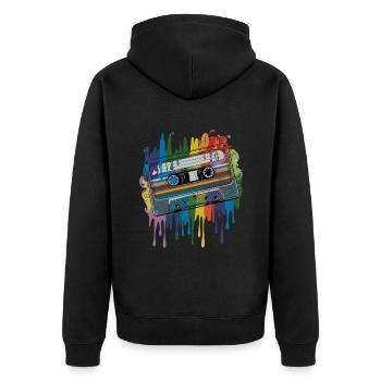 80s Retro Cassette Splash Classic Cassette Tape - Unisex Premium Bio Zip Hoodie - Schwarz - Hinten - Nico (187cm)