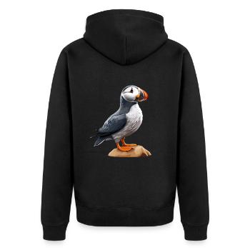 Niedlicher Papageientaucher - Unisex Premium Bio Zip Hoodie - Schwarz - Hinten - Nico (187cm)