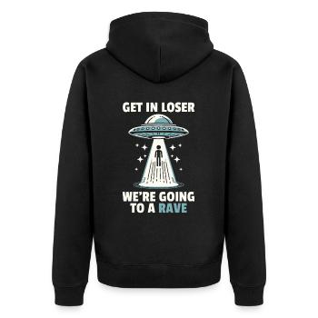 Alien UFO Alien Galaxy Geschnek - Unisex Premium Organic Zip Hoodie - black - Back - Nico (187cm)