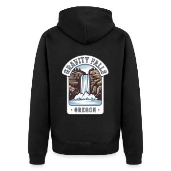 Gravity Falls Oregon für Oregon Urlauber - Unisex Premium Bio Zip Hoodie - Schwarz - Hinten - Nico (187cm)