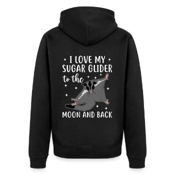 Sugar glider - Unisex Premium Organic Zip Hoodie - black - Back - Nico (187cm)