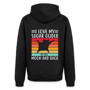 Sugar glider - Unisex Premium Organic Zip Hoodie - black - Back - Nico (187cm)