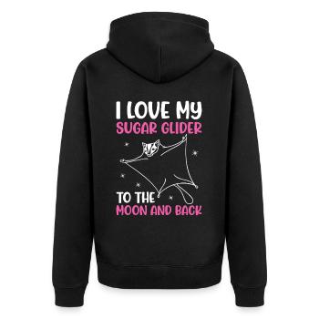 Sugar glider - Unisex Premium Organic Zip Hoodie - black - Back - Nico (187cm)
