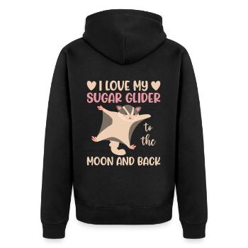 Sugar glider - Unisex Premium Organic Zip Hoodie - black - Back - Nico (187cm)