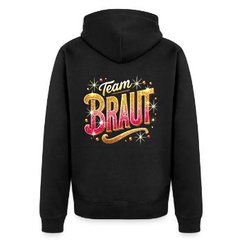 Junggesellenabschied Frauen T-Shirt JGA Team Braut - Unisex Premium Bio Zip Hoodie - Schwarz - Hinten - Nico (187cm)