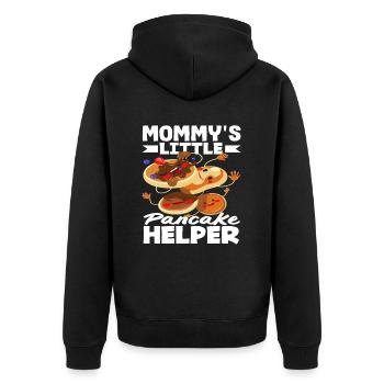Mom's Little Pancake Helper - Unisex Premium Organic Zip Hoodie - black - Back - Nico (187cm)