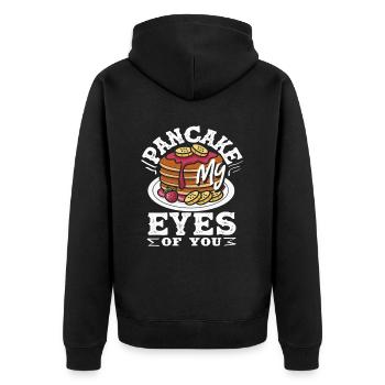 Pfannkuchen Augen Von Dir Genuss - Unisex Premium Bio Zip Hoodie - Schwarz - Hinten - Nico (187cm)