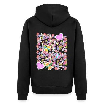Printemps Été Chats Chat Papillons - Veste à capuche bio Premium Unisexe - noir - Dos - Nico (187cm)