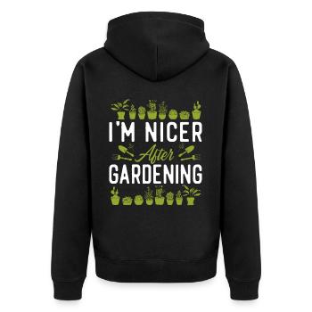 Plant Lover Gardening I'm Nicer - Unisex Premium Organic Zip Hoodie - black - Back - Nico (187cm)