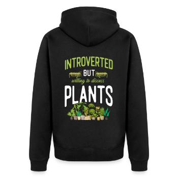 Plant Lover Gardening Introverted - Unisex Premium Bio Zip Hoodie - Schwarz - Hinten - Nico (187cm)