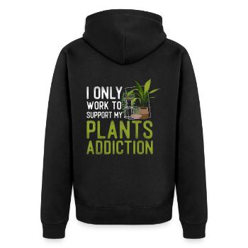 Plant Lover Gardening I Only Work - Unisex Premium Organic Zip Hoodie - black - Back - Nico (187cm)