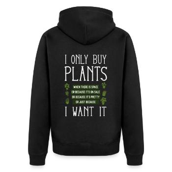 Plant Lover Gardening I Only Buy - Unisex Premium Bio Zip Hoodie - Schwarz - Hinten - Nico (187cm)