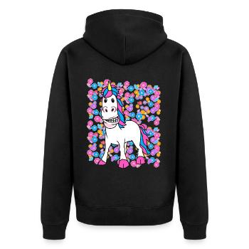 Printemps Eté Licorne Licornes Enfants Enfant - Veste à capuche bio Premium Unisexe - noir - Dos - Nico (187cm)
