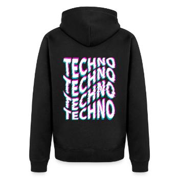 Techno House Party EDM Festival Goa Electro Rave - Veste à capuche bio Premium Unisexe - noir - Dos - Nico (187cm)