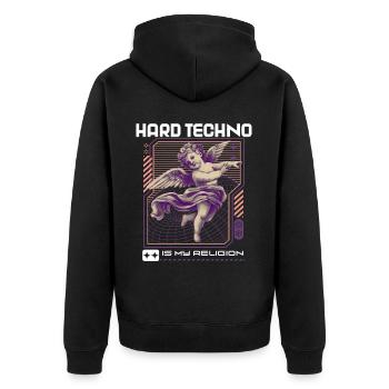 Techno House Party EDM Festival Goa Electro Rave - Veste à capuche bio Premium Unisexe - noir - Dos - Nico (187cm)