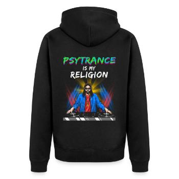 Techno House Party EDM Festival Goa Rave Psytrance - Unisex Premium Bio Zip Hoodie - Schwarz - Hinten - Nico (187cm)