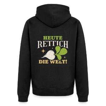 Aujourd’hui Radis Le Radis du Monde Dicton - Veste à capuche bio Premium Unisexe - noir - Dos - Nico (187cm)