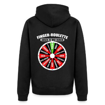 Roulette à doigts Les yeux fermés et à travers l’enterrement de vie de garçon de Majorque - Veste à capuche bio Premium Unisexe - noir - Dos - Nico (187cm)