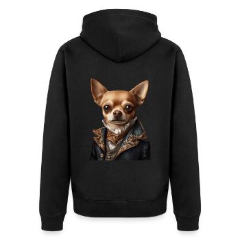 Chihuahua - Unisex Premium Bio Zip Hoodie - Schwarz - Hinten - Nico (187cm)