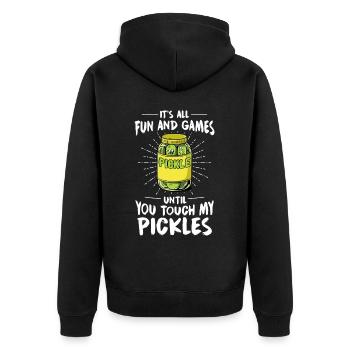 Cornichon à l’aneth Je suis l’un des cornichons - Veste à capuche bio Premium Unisexe - noir - Dos - Nico (187cm)