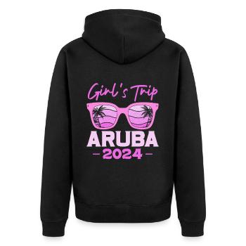 Aruba Karibik Sommer Meer Strand Geschenk - Unisex Premium Bio Zip Hoodie - Schwarz - Hinten - Nico (187cm)