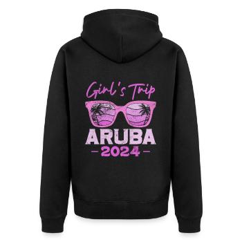 Aruba - Unisex Premium Organic Zip Hoodie - black - Back - Nico (187cm)