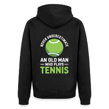 Tennis Spruch Herren Opa Lustiges Tennis Geschenk - Unisex Premium Bio Zip Hoodie - Schwarz - Hinten - Nico (187cm)