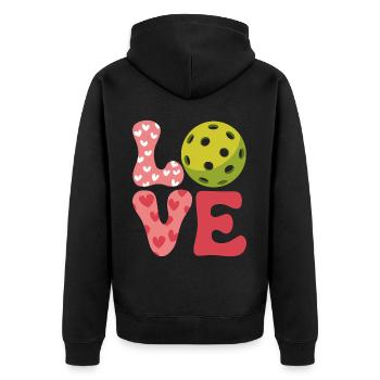 Pickleball Spruch Sport Lustig Pickleball Geschenk - Unisex Premium Bio Zip Hoodie - Schwarz - Hinten - Nico (187cm)