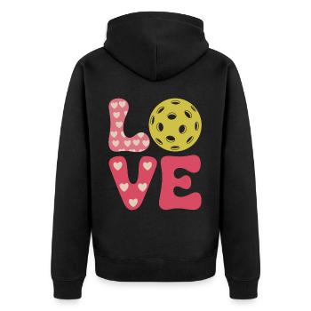 Pickleball Spruch Sport Lustig Pickleball Geschenk - Unisex Premium Bio Zip Hoodie - Schwarz - Hinten - Nico (187cm)