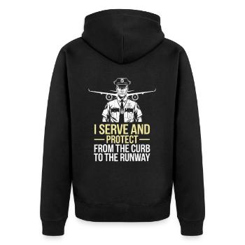 Airport Police Officer Aviation Careers Job - Unisex Premium Organic Zip Hoodie - black - Back - Nico (187cm)