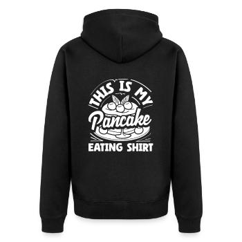 Das Ist Mein Pancake Genuss - Unisex Premium Bio Zip Hoodie - Schwarz - Hinten - Nico (187cm)