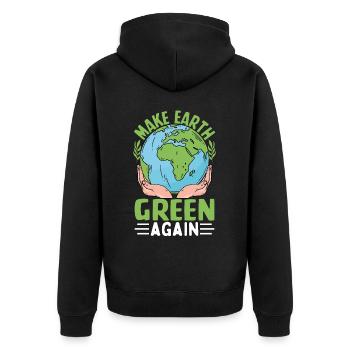 Machen Sie die Erde wieder grün - Unisex Premium Bio Zip Hoodie - Schwarz - Hinten - Nico (187cm)