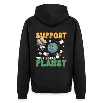 Soutenez votre planète locale - Veste à capuche bio Premium Unisexe - noir - Dos - Nico (187cm)
