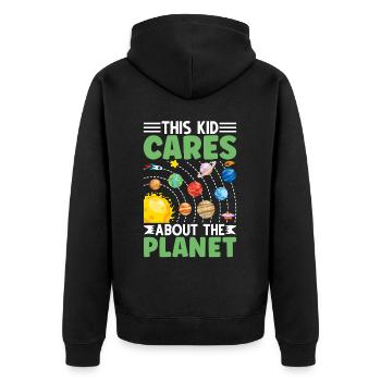 Ce gamin se soucie de la planète - Veste à capuche bio Premium Unisexe - noir - Dos - Nico (187cm)