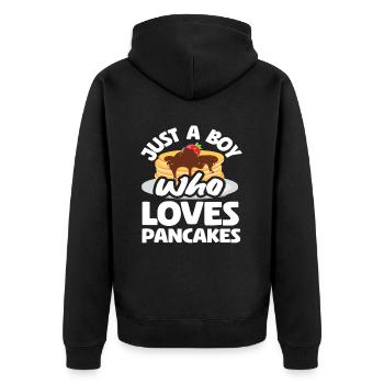 Ein Junge Der Pfannkuchen Liebt - Unisex Premium Bio Zip Hoodie - Schwarz - Hinten - Nico (187cm)