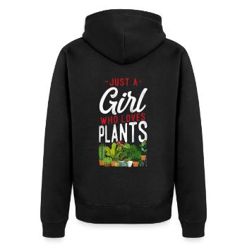 Amateur de plantes jardinière fille juste un - Veste à capuche bio Premium Unisexe - noir - Dos - Nico (187cm)
