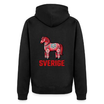 Swedish Dala Horse, Scandinavian sverige sweden - Unisex Premium Bio Zip Hoodie - Schwarz - Hinten - Nico (187cm)