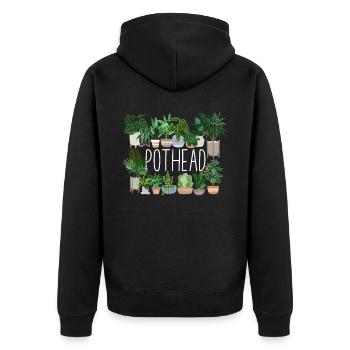 Plant Lover Gardening Pun Pot Head - Unisex Premium Bio Zip Hoodie - Schwarz - Hinten - Nico (187cm)