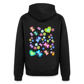 Printemps Été Enfants Enfant Bébé Papillons - Veste à capuche bio Premium Unisexe - noir - Dos - Nico (187cm)