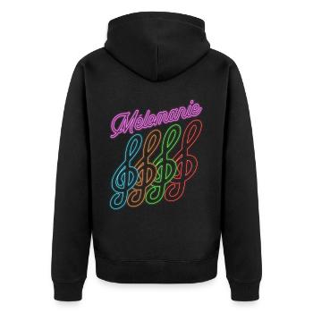 Melomanie, Musik! Party, Festival, Konzert - Unisex Premium Bio Zip Hoodie - Schwarz - Hinten - Nico (187cm)