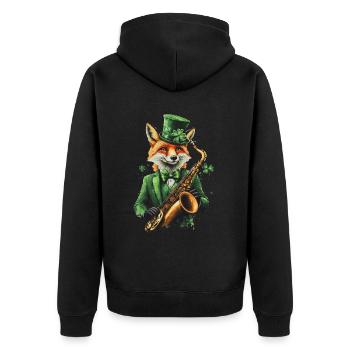 Fuchs - Unisex Premium Bio Zip Hoodie - Schwarz - Hinten - Nico (187cm)
