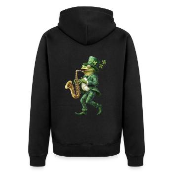Frosch - Unisex Premium Bio Zip Hoodie - Schwarz - Hinten - Nico (187cm)