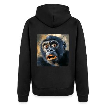 Gorilla - Unisex Premium Bio Zip Hoodie - Schwarz - Hinten - Nico (187cm)