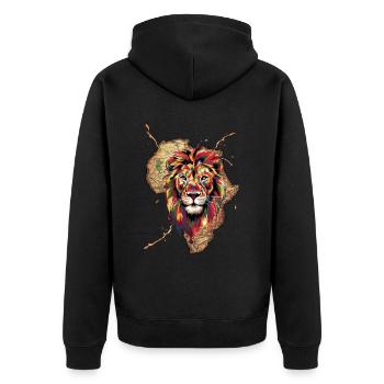 Afrika Lion Safari Abenteuer Erleben - Unisex Premium Bio Zip Hoodie - Schwarz - Hinten - Nico (187cm)