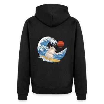 Capybara Surfen Auf Den Wellen Im Sommer - Unisex Premium Bio Zip Hoodie - Schwarz - Hinten - Nico (187cm)