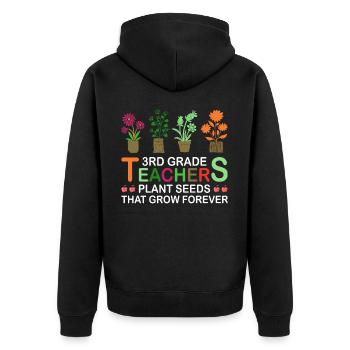 Lehrer Der 3. Klasse Pflanzen Samen, Immer Wachsen - Unisex Premium Bio Zip Hoodie - Schwarz - Hinten - Nico (187cm)