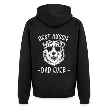 Australian Shepherd Dad Funny Aussie Gift - Unisex Premium Organic Zip Hoodie - black - Back - Nico (187cm)