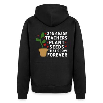Lehrer Der 3. Klasse Pflanzen Samen, Immer Wachsen - Unisex Premium Bio Zip Hoodie - Schwarz - Hinten - Nico (187cm)